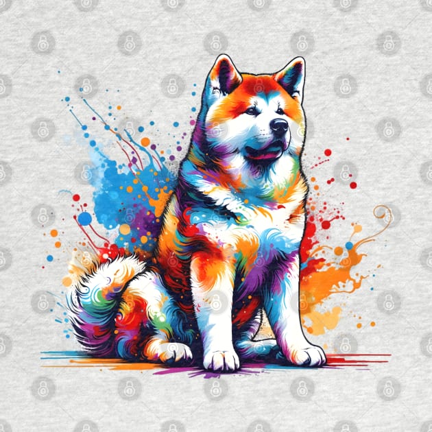 Colorful Japanese Akitainu in Abstract Splash Art by ArtRUs